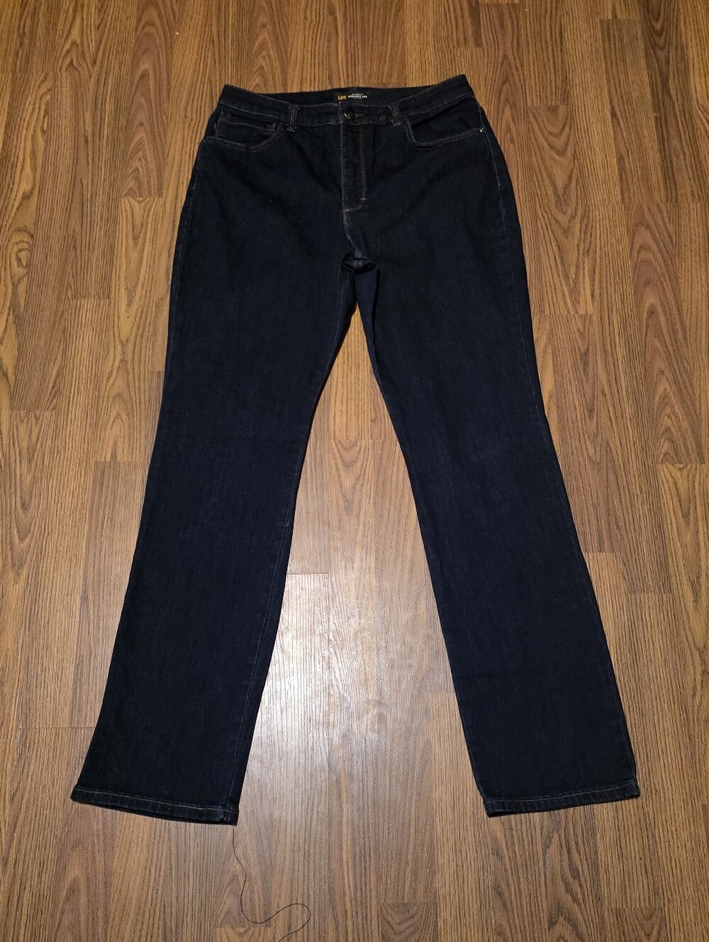 Lee Instantly Slims High Rise Straight Leg Jeans Size 14L Dark Wash Long Relaxed